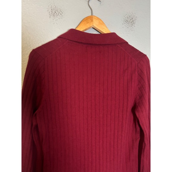 Banana Republic Womens Nezha Merino Wool Sweater Polo Malbec Red Burgundy Large - Picture 9 of 10